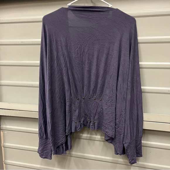 Soft Surrounding Purple Draped Open Front Stud Cardigan LARGE - Picture 3 of 6